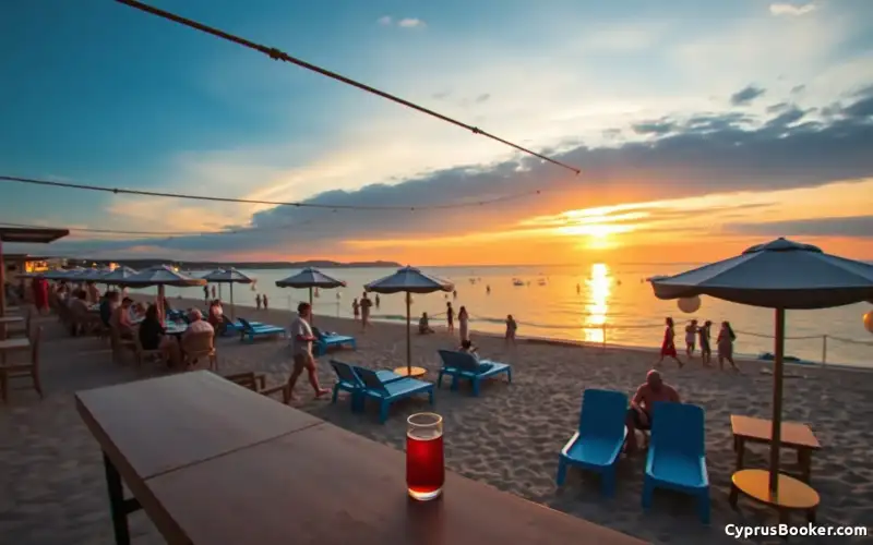 Plażowe bary Ayi Napa zachęcają do relaksu przy zachodzie słońca – idealne miejsce na wakacje!