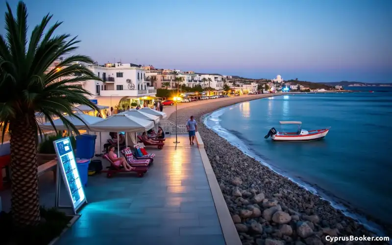 Tłumy spacerowiczów na zakupy w Ayia Napa, słynącym z pięknych plaż i tętniącego życia nocnego