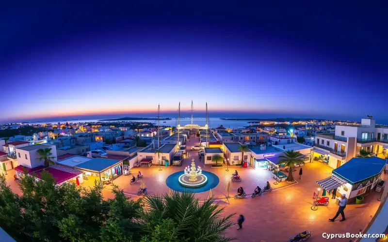Nocą tętniąca życiem Ayia Napa zachwyca kolorami i energią – idealne miejsce na wakacyjne wspomnienia
